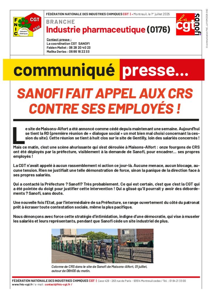Aperçu du document COMMUNIQUE DE PRESSE SANOFI DU 01 JUILLET 2025