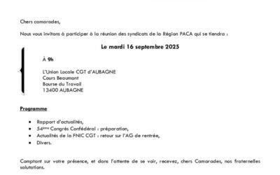 RÉUNION DES SYNDICATS FNIC-CGT RÉGION PACA