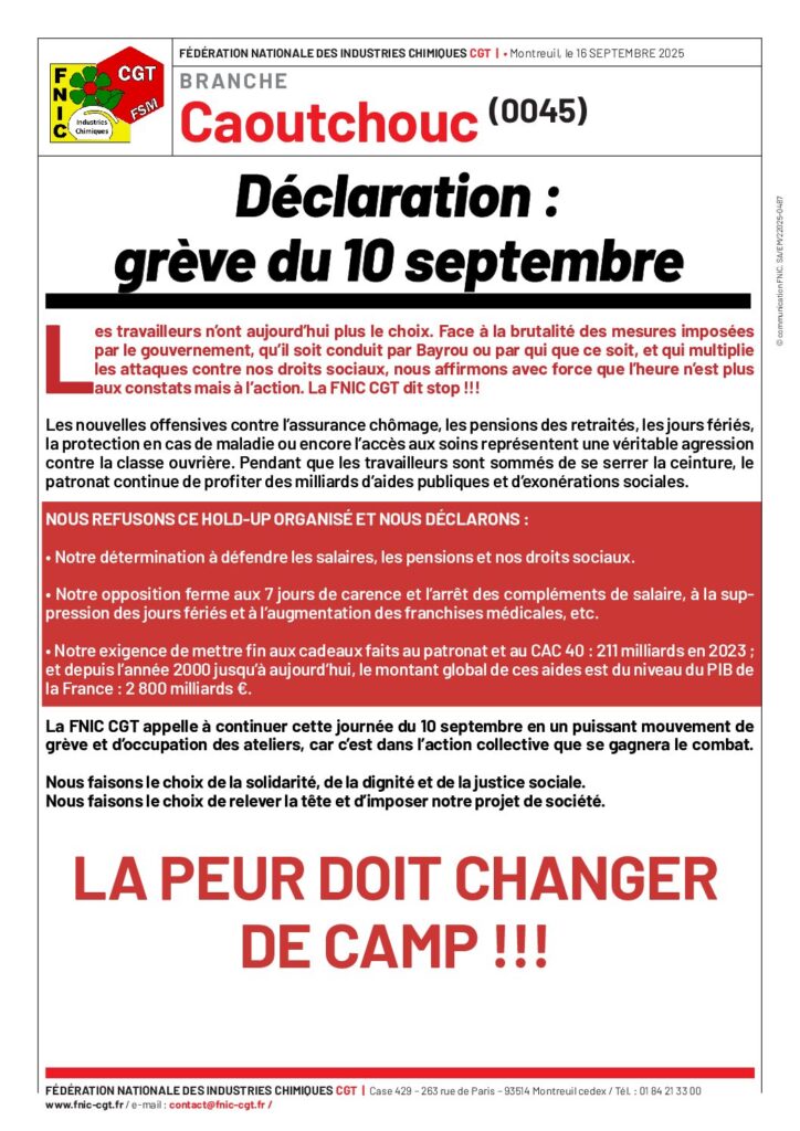 Aperçu du document DECLARATION FNIC CGT – GREVE DU 10 SEPTEMBRE