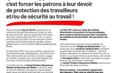 LA MALADIE PROFESSIONNELLE NE DOIT PLUS ÊTRE UNE FATALITÉ