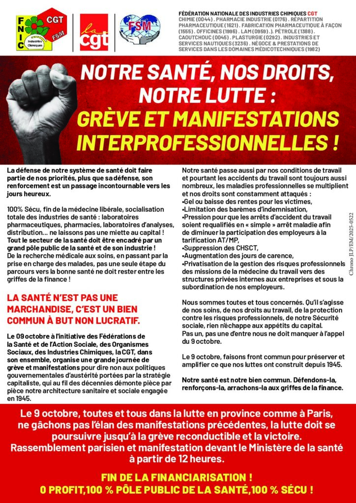 Aperçu du document NOTRE SANTÉ, NOS DROITS, NOTRE LUTTE – GREVE ET MANIFESTATIONS INTERPRO