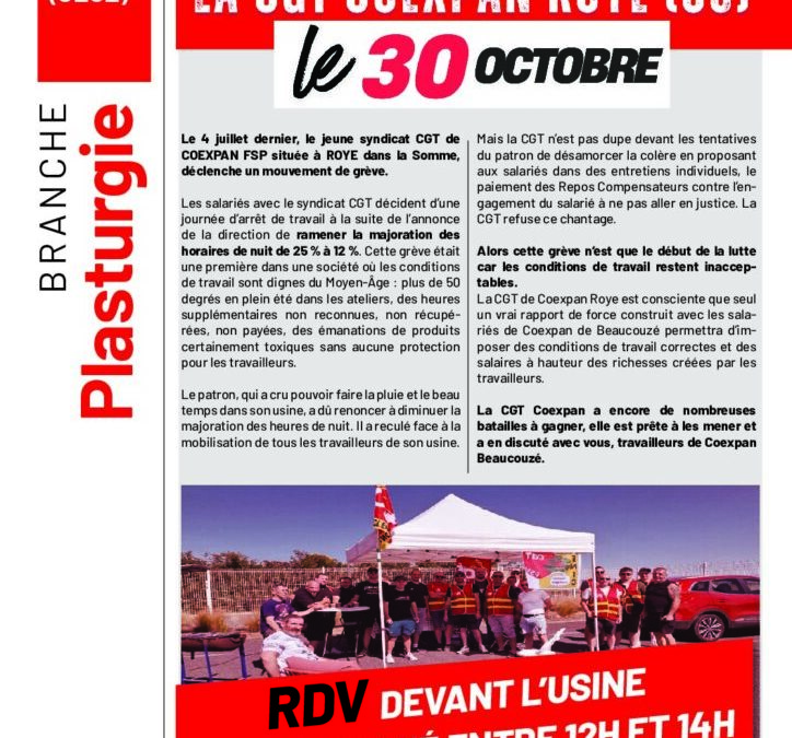 RDV AVEC LA CGT DE COEXPAN ROYE a beaucouze LE 30 OCTOBRE