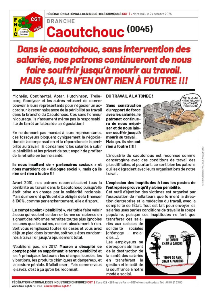 Aperçu du document RECONNAISSANCE DE LA PENIBILITE AU TRAVAIL – LE MEPRIS PATRONAL S AFFIRME, LA NEGOCIATION REFUSEE