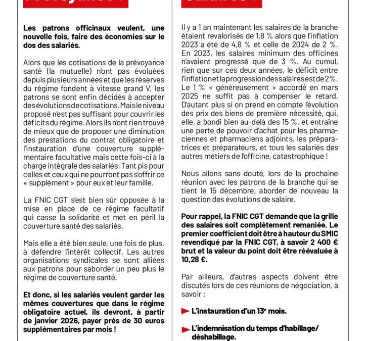 actualitÉ de la branche-prÉvoyance/salaires