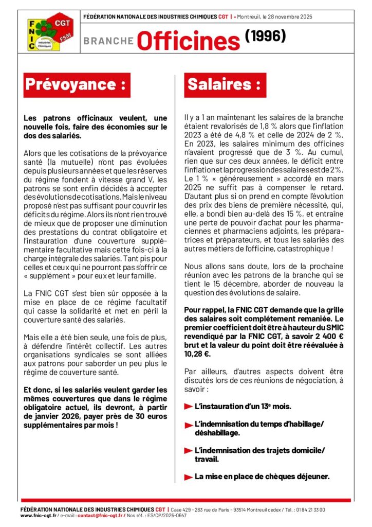 Aperçu du document Circulaire FNIC officines – Prévoyance-Salaires_28.11.2025