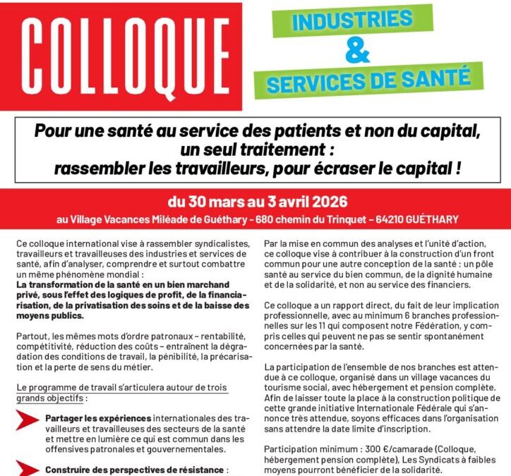 COLLOQUE INDUSTRIES ET SERVICES DE SANTÉ DU 30 MARS AU 03 AVRIL 2026