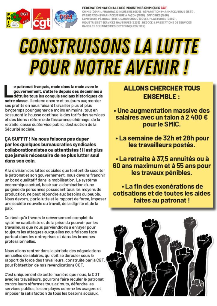 Aperçu du document TRACT MILITANT – CONSTRUISONS LA LUTTE POUR NOTRE AVENIR !