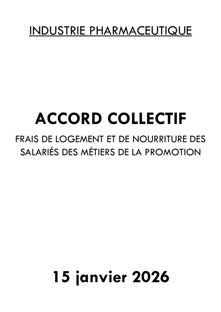 Aperçu du document Accord collectif du 15 janvier 2026-Frais de logement et de nourriture des salariés des métiers de la promotion