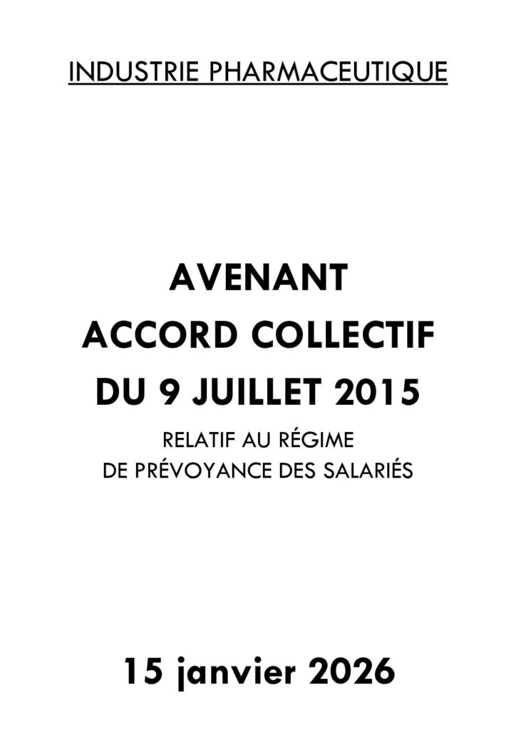 Aperçu du document Avenant du 15 janvier 2026-accord collectif du 9 juillet 2015 – Régime de prévoyance des salariés