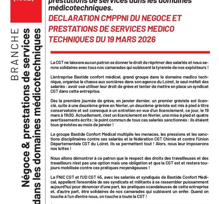 DéCLARATION FNIC cgt DU 19 MARS 2026