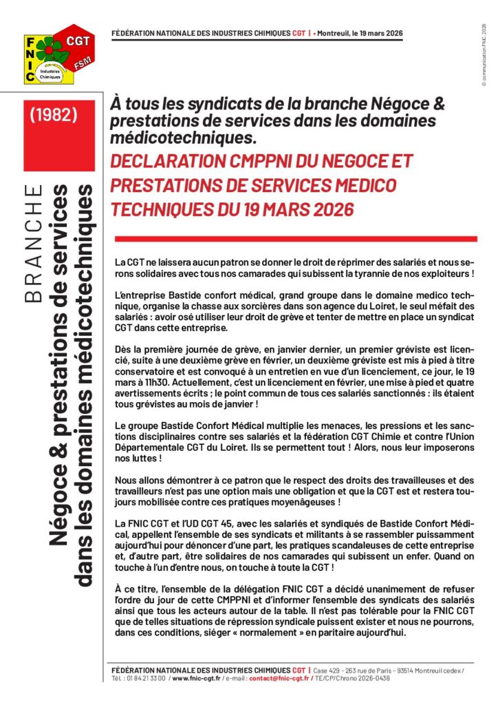 Aperçu du document Déclaration FNIC CGT pour la CMPPNI du médico-technique du 19 mars 2026