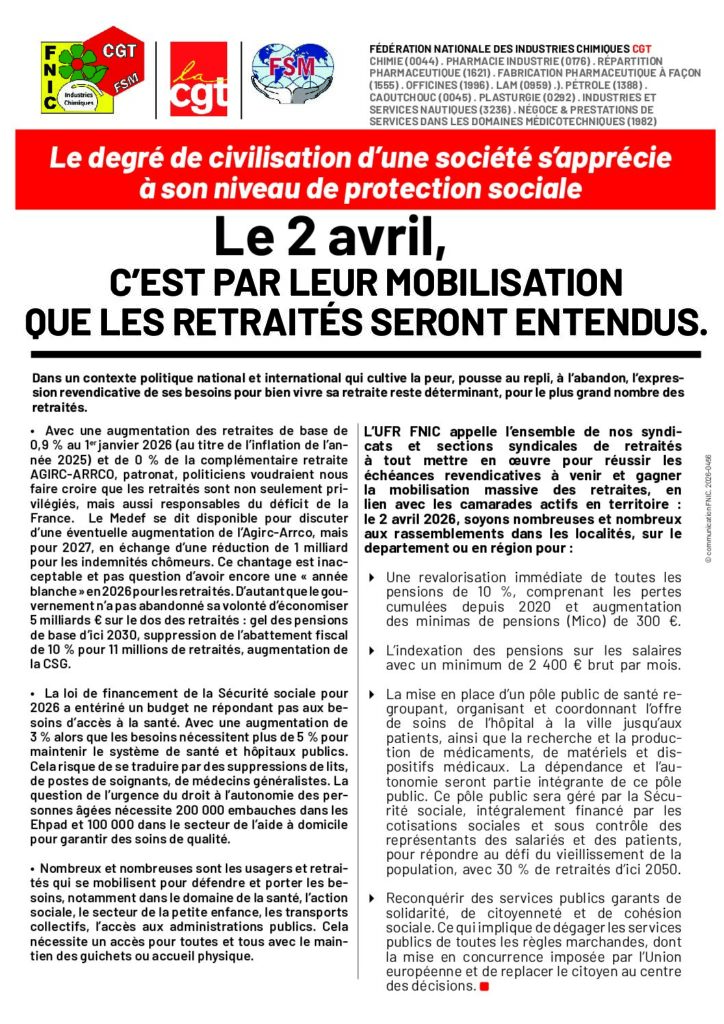 Aperçu du document LE 2 AVRIL 2026 C&rsquo;EST PAR LEUR MOBILISATION QUE LES RETRAITES SESRONT ENTENDUS