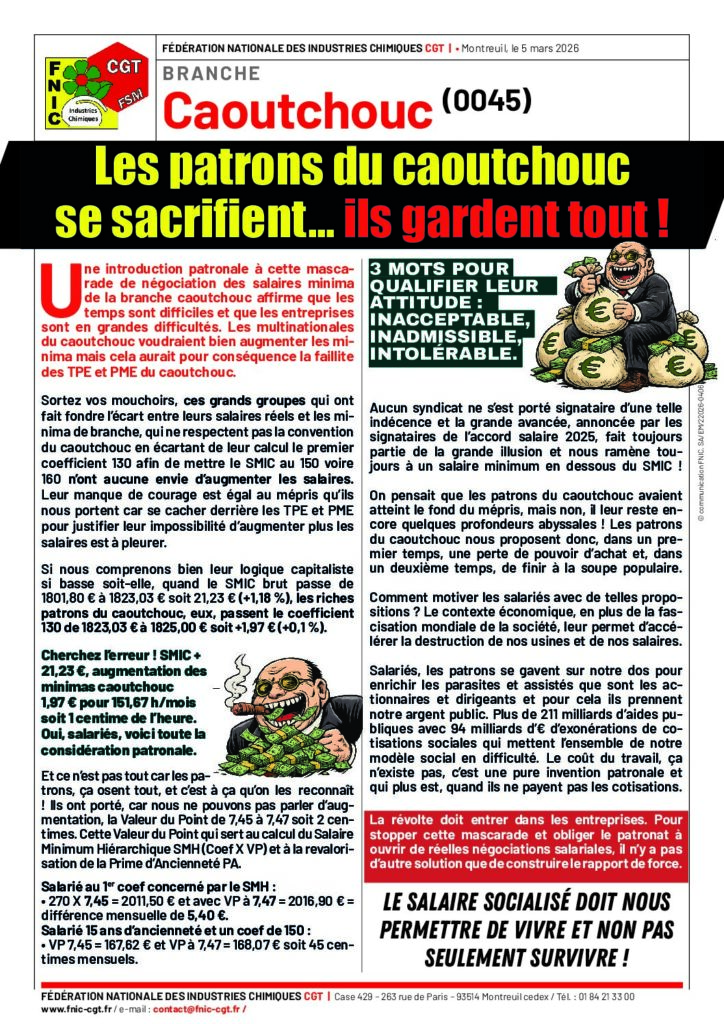 Aperçu du document LES PATRONS DU CAOUTCHOUC SE SACRIFIENT… ILS GARDENT TOUT !