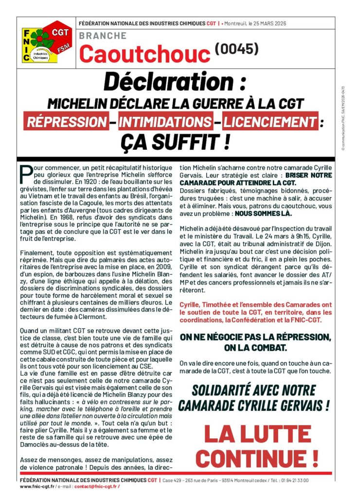 Aperçu du document MICHELIN DECLARE LA GUERRE A LA CGT