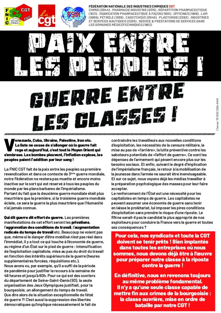 Aperçu du document PAIX ENTRE LES PEUPLES ! GUERRE ENTRE LES CLASSES !