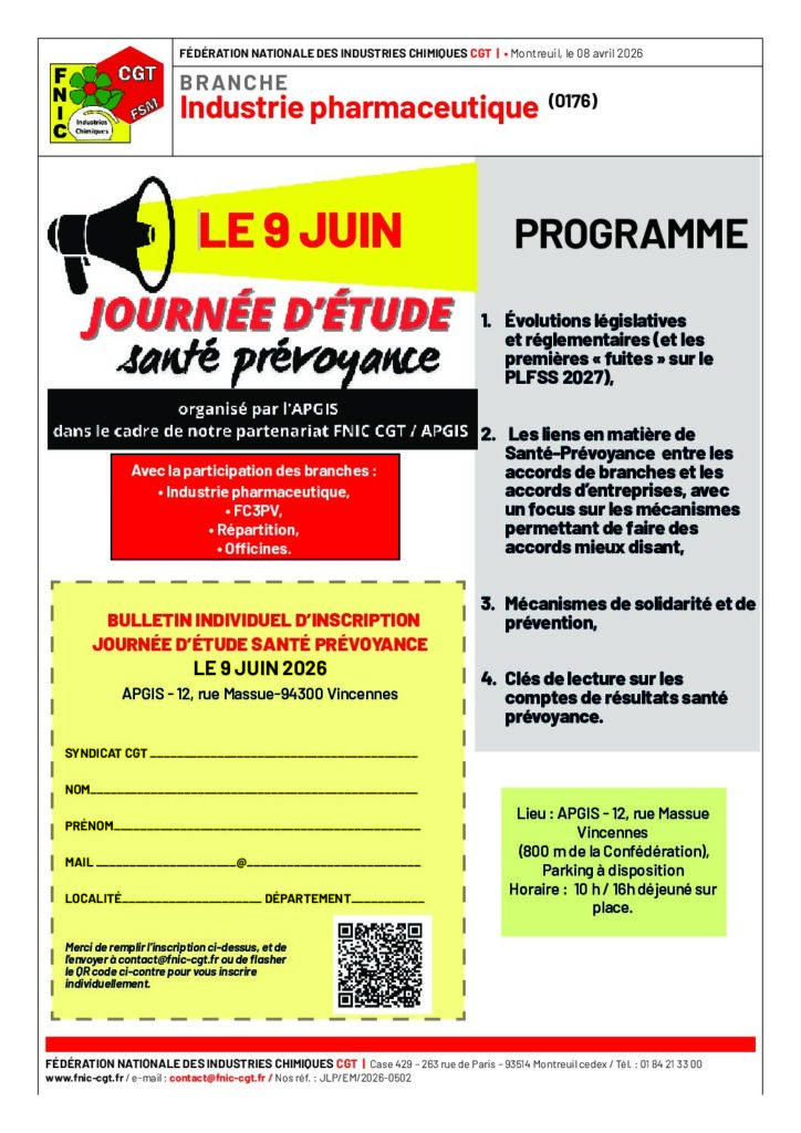 Aperçu du document COMMUNIQUE DE BRANCHE -09 juin -journée d&rsquo;étude santé prévoyance FNIC CGT-APGIS –