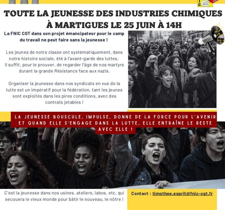 CIRCULAIRE CFJ  TOUTE LA JEUNESSE DES INDUSTRIES CHIMIQUES À MARTIGUES À 14H