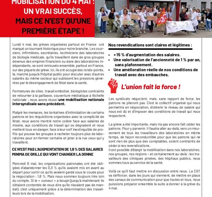 MOBILISATION DU 4 MAI UN VRAI SUCCES MAIS CE N&rsquo;EST qU&rsquo;UNE PREMIERE ETAPE