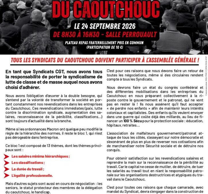 ASSEMBLEE GENERALE CAOUTCHOUC 2026
