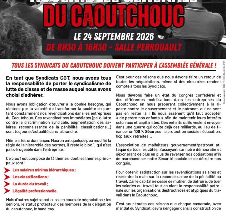 ASSEMBLEE GENERALE CAOUTCHOUC 2026