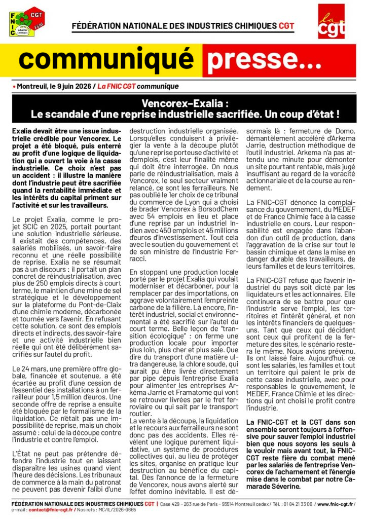 Aperçu du document CP – Vencorex-Exalia scandale – 09 06 26