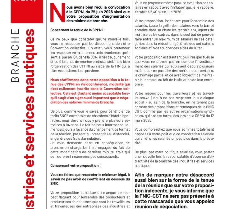 Declaration de la FNIC CGT à la CPPNI du 25 juin 2026