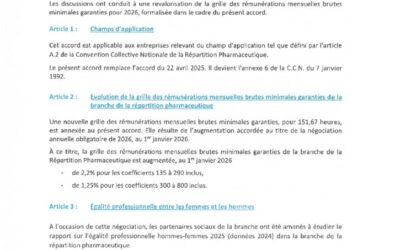 ACCORD PROFESSIONNEL DE SALAIRES 2026