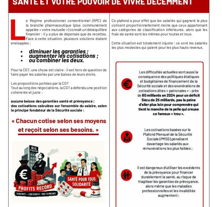 circulaire de branche FRAIS DE SANTÉ – LA CGT DÉFEND VOS GARANTIES SANTÉ ET VOTRE POUVOIR DE VIVRE DÉCEMMENT