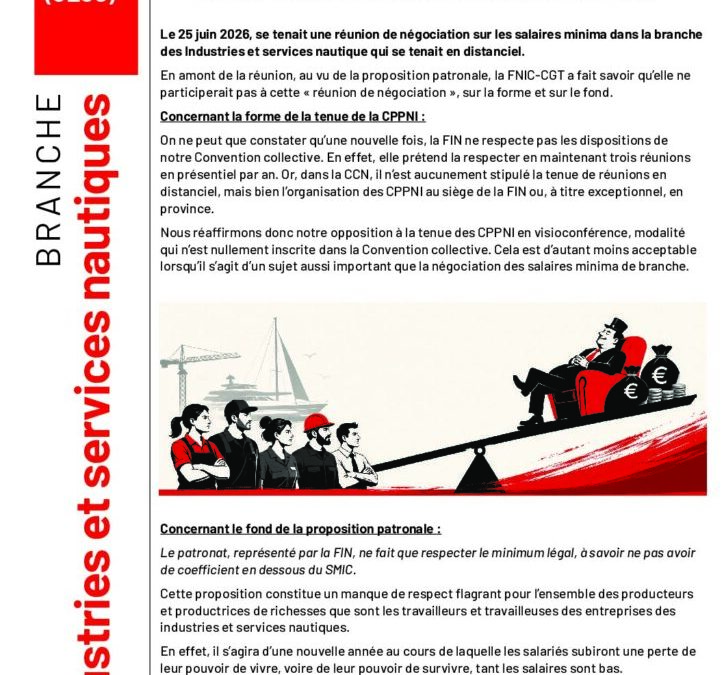 CIRCULAIRE BRANCHE INDUSTRIES ET SERVICES NAUTIQUES : La CFDT et la CFE-CGC signent une perte du pouvoir D&rsquo;ACHAT !