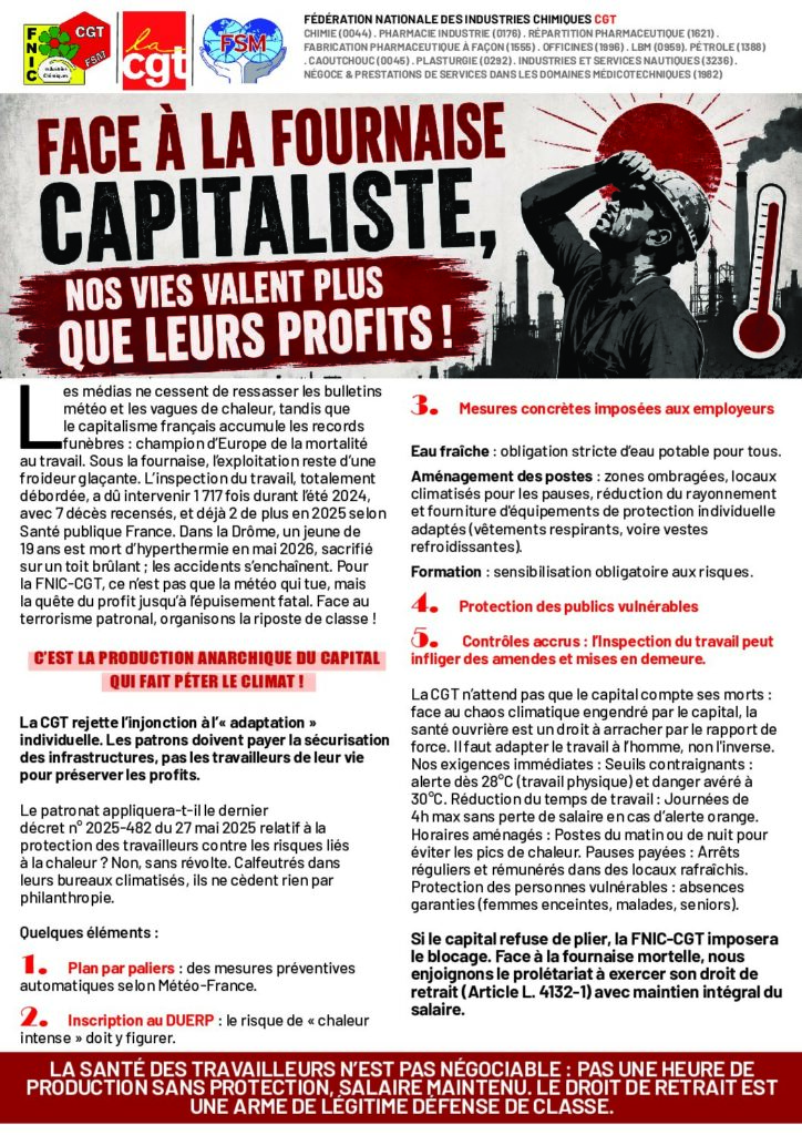 Aperçu du document TRACT MILITANT 517 – FACE A LA FOURNAISE CAPITALISTE NOS VIES VALENT PLUS QUE LEURS PROFITS