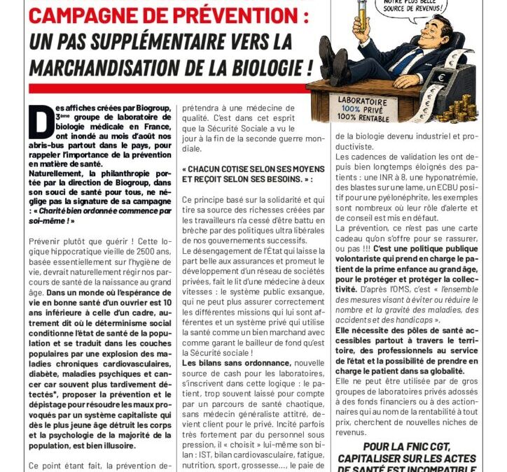 Campagne publicitaire ou campagne de prévention – un pas supplémentaire vers la marchandisation de la biologie !