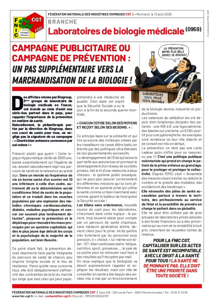 Aperçu du document Campagne publicitaire ou campagne de prévention – un pas supplémentaire vers la marchandisation de la biologie !