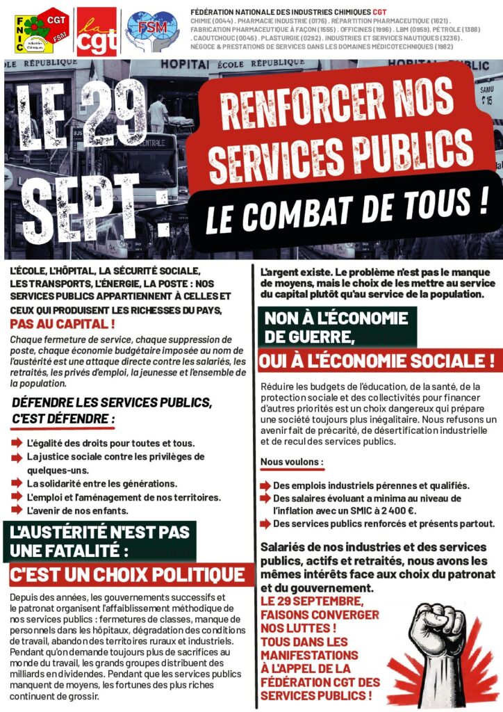 Aperçu du document LE 29 SEPTEMBRE – RENFORCER NOS SERVICES PUBLICS, LE COMBAT DE TOUS !