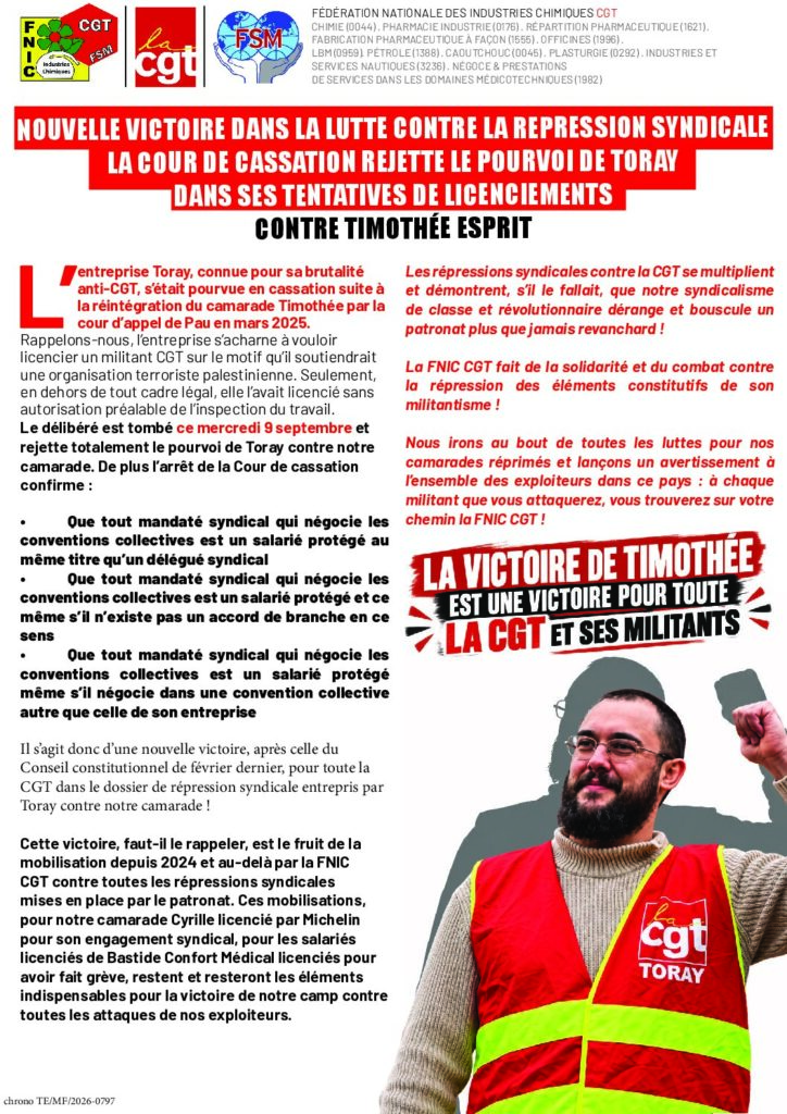 Aperçu du document NOUVELLE VICTOIRE DANS LA LUTTE CONTRE LA REPRESSION SYNDICALE